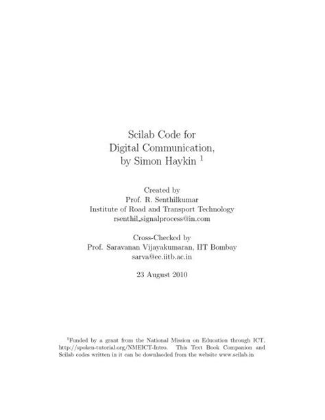 Read Online Scilab Code For Digital Communication 
