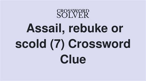 scolding (7-2) Crossword Clue Wordplays.com