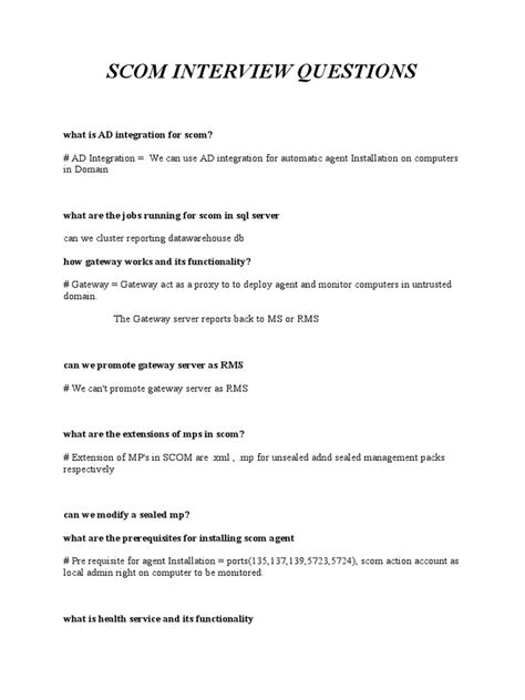 Scom Interview Questions