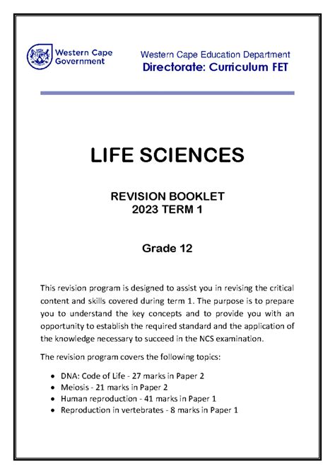 Scope For Life Sciences Question Paper Grade12 Caps