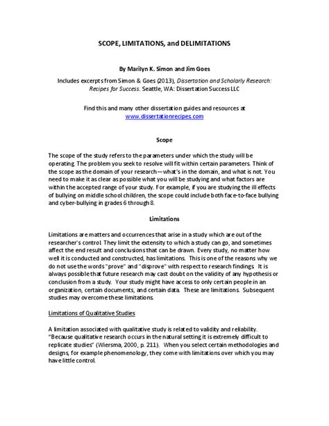 Scope Limitations And Delimitations