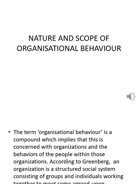 Scope Of Organisational Behaviour Notes