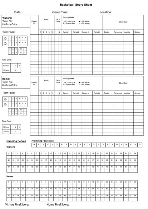 Score Sheet Basketball Pdf