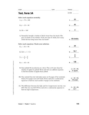 Score Test Form 3a