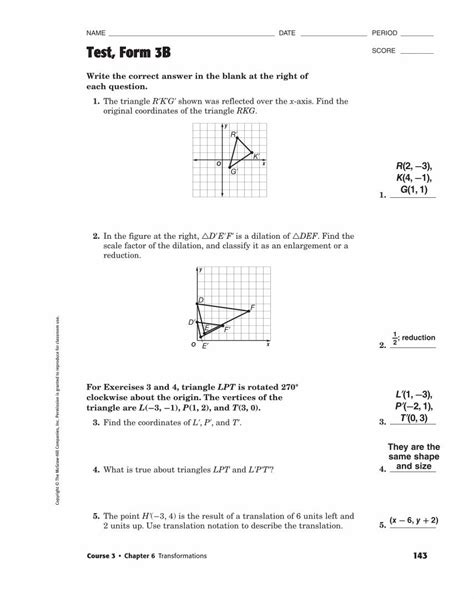 Download Score Test Form 3B 