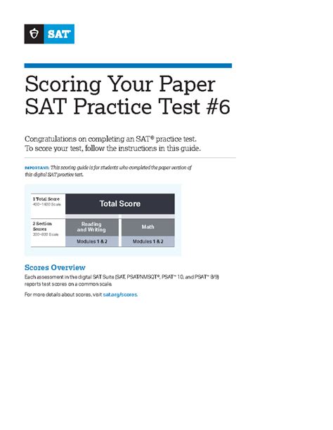 Scoring Digital Practice Test 6