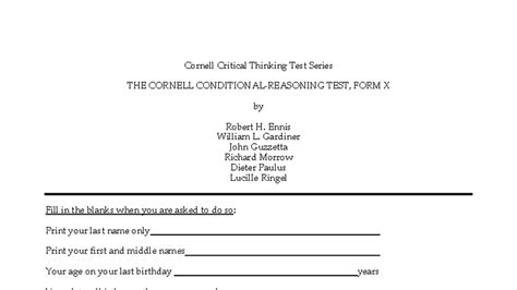 Scoring The Cornell Reasoning Test