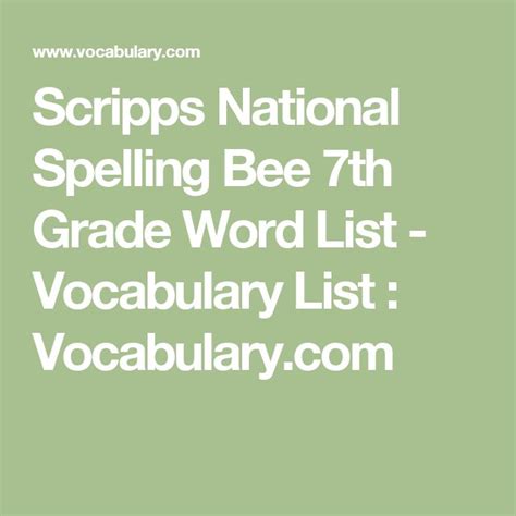 Scripps National Spelling Bee 7th Grade Word List 7th Grade Spelling Words List - 7th Grade Spelling Words List