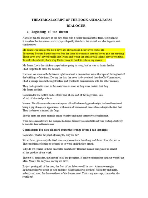Script For Animal Farm Puppet Show