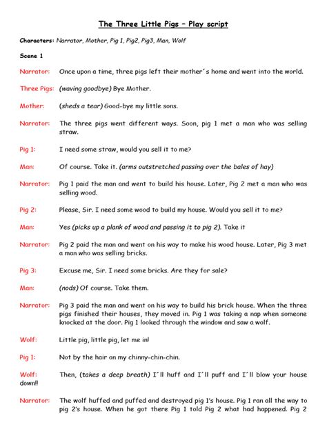 Script For Three Little Pigs