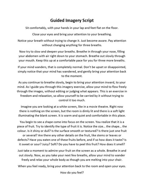 Script Of Guide Imagery And Cancer
