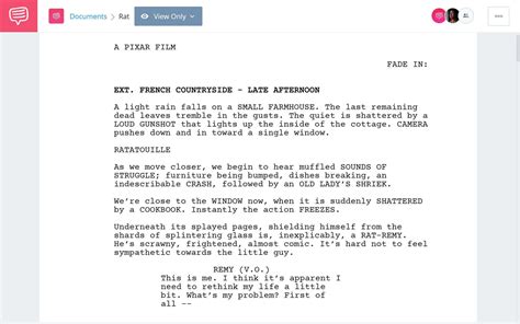 Script Of Ratatouille