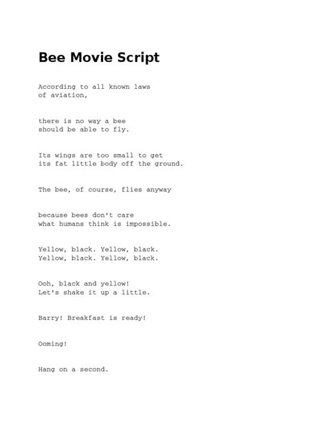 Script Of The Bee Movie