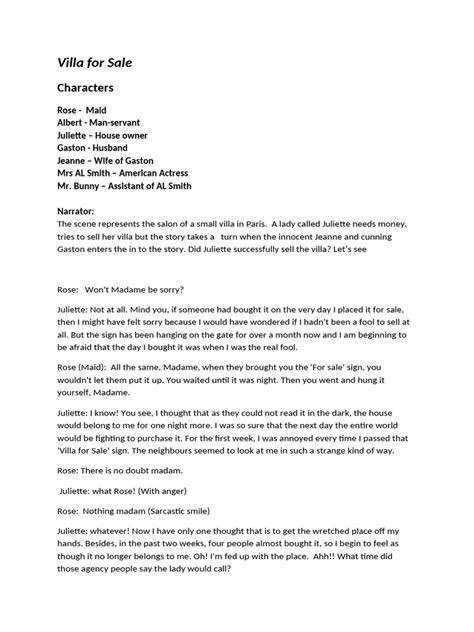 script of villa for sale