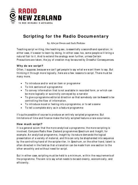 scripting for the radio documentary