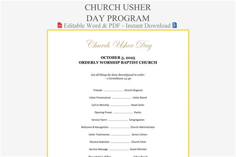Scripture For Church Usher Program
