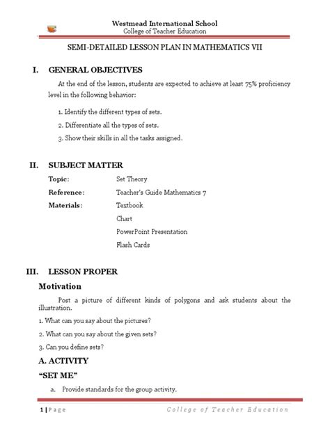 Sdaie Math Lesson Plan 7th Grade