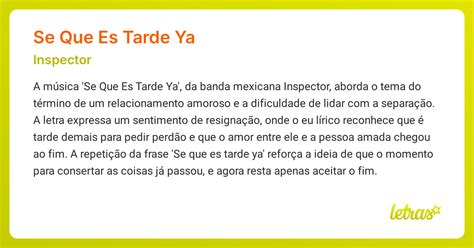 Se Que Es Tarde Ya