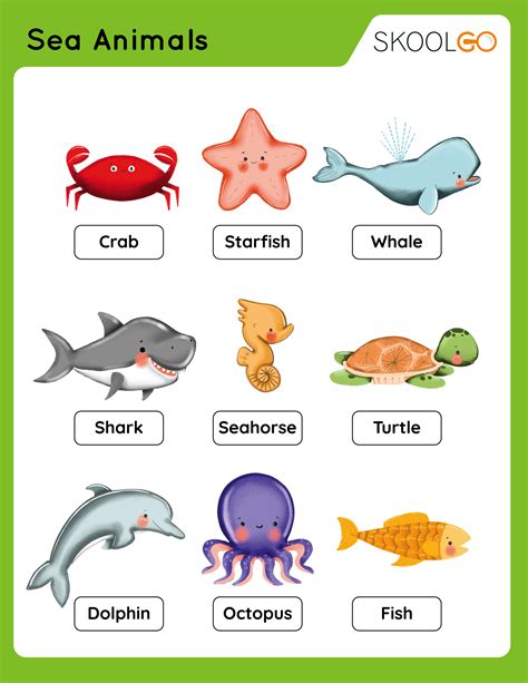 Sea Animals Free Worksheet Skoolgo Kindergarten Sea Animal Worksheet  - Kindergarten Sea Animal Worksheet`