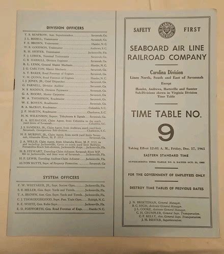 Read Seaboard Air Line Railroad Employee Timetable 