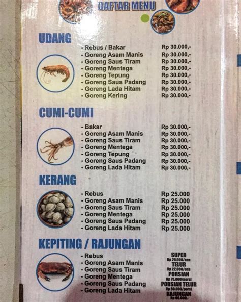 SEAFOOD 88 MATARAM：Menu at Rumah Makan Seafood 88 restaurant, Mataram