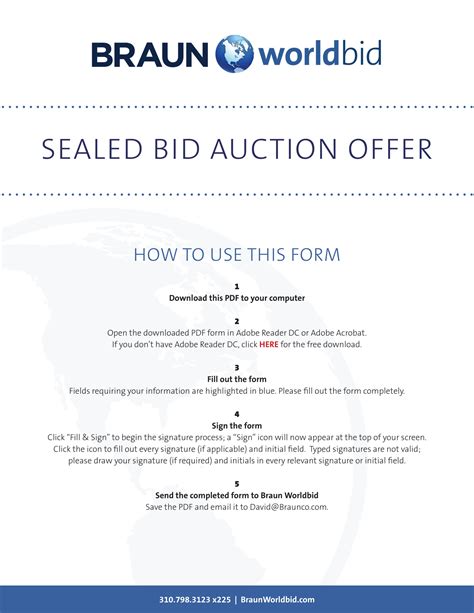 Sealed Bid Auction Form Template