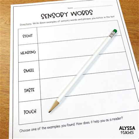 Search 1st Grade Sensory Word Educational Resources Sensory Words Worksheet First Grade - Sensory Words Worksheet First Grade