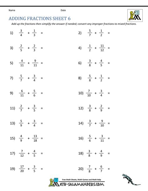 Search Printable 8th Grade Adding Fraction Worksheets Adding Fractions Worksheet 8th Grade - Adding Fractions Worksheet 8th Grade