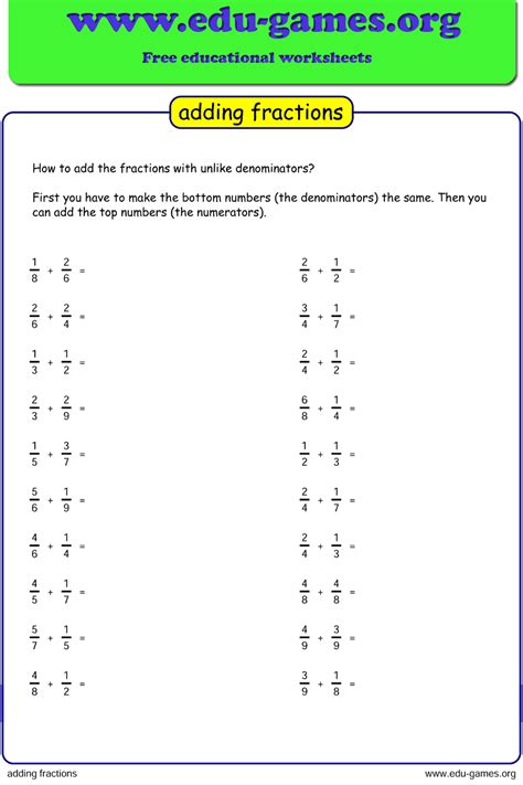 Search Printable Common Core Adding Fraction Worksheets Common Core Adding Fractions - Common Core Adding Fractions