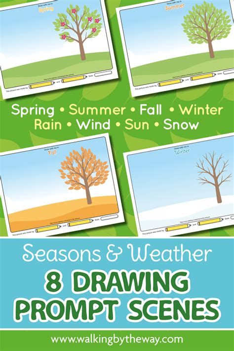 Seasons Amp Weather Drawing Prompts For Kids Walking Seasons Drawing For Kids - Seasons Drawing For Kids