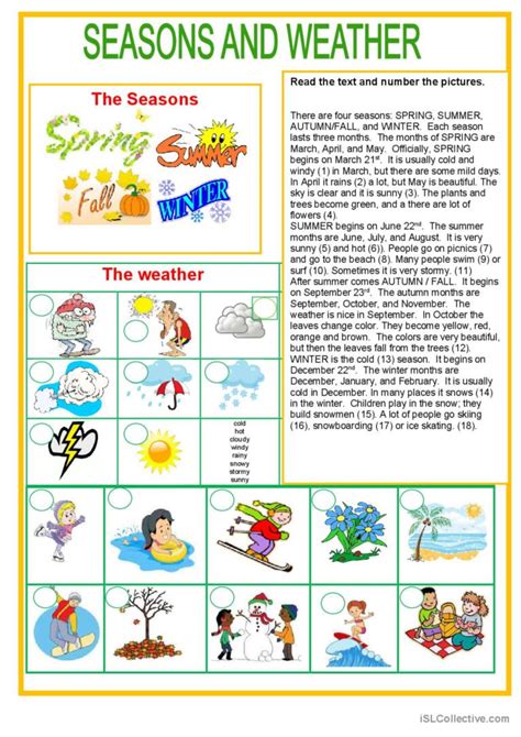 Seasons Amp Weather Esl Esl Lesson Teaching Resources Season And Weather Worksheet - Season And Weather Worksheet