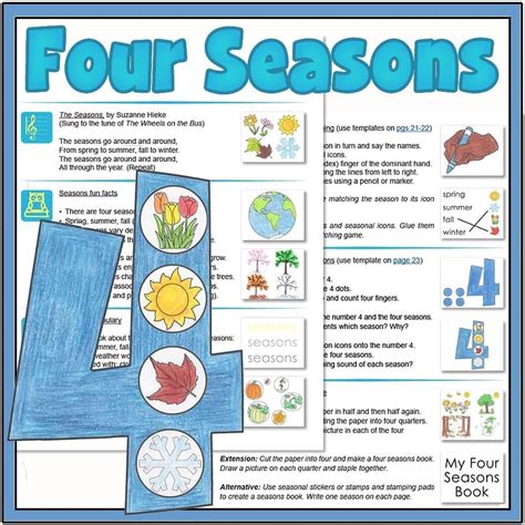 Seasons Lesson Plan Teaching Science Elementary Activity Four Seasons Activities For First Grade - Four Seasons Activities For First Grade