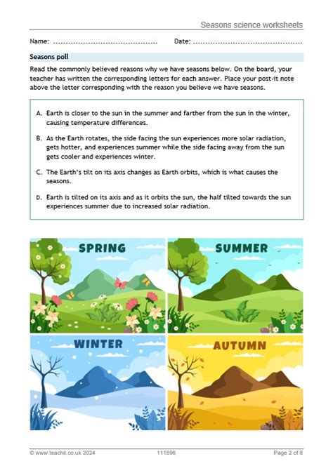 Seasons Worksheets Ks2 Science Teachit Science Seasons Worksheets - Science Seasons Worksheets