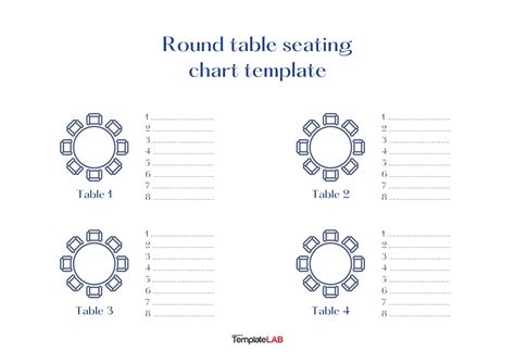 Seating Table Chart Template