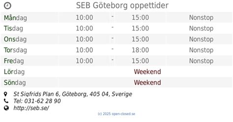 seb göteborg öppettider
