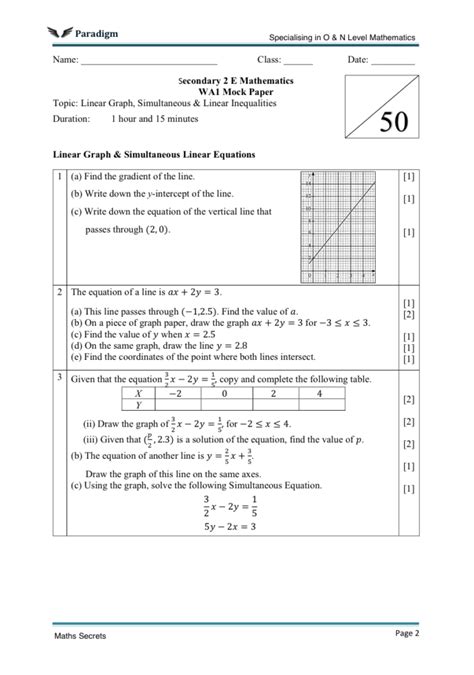 sec 2 math exam paper