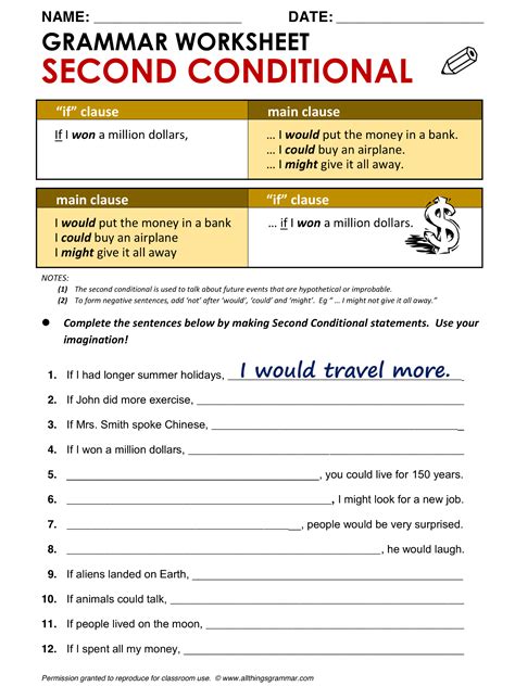 Second Conditional Exercises E Grammar English Grammar