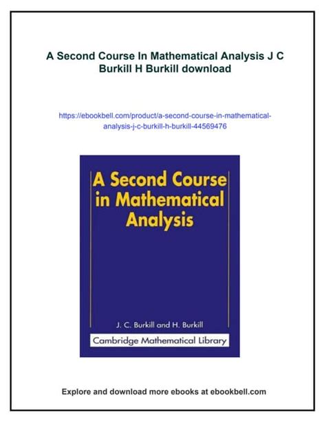 Second Course In Mathematical Analysis