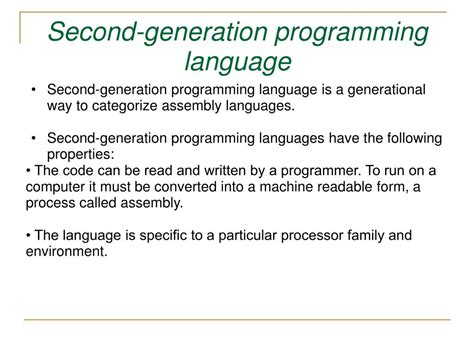 Second Generation Programming Language