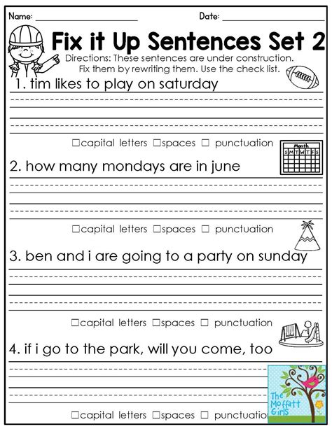 Second Grade Make A Sentence Writing Activity Pack Second Grade Sentence Worksheets - Second Grade Sentence Worksheets