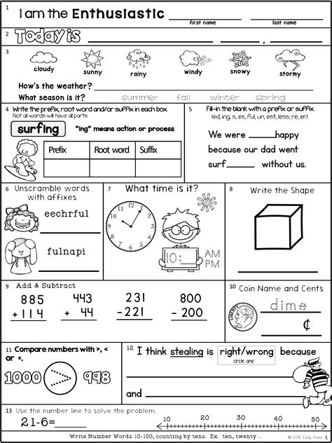 Second Grade Math Worksheets Free Pdf Printables With 2nd Grade Owning Up Worksheet - 2nd Grade Owning Up Worksheet