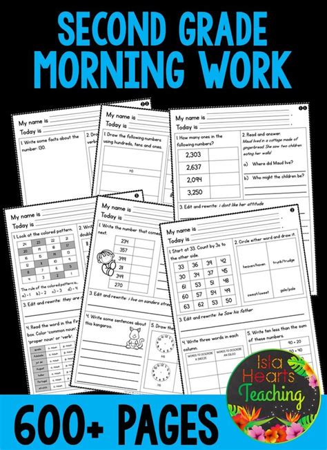 Second Grade Morning Work Bundle Math And Ela Morning Worksheets For 2nd Grade - Morning Worksheets For 2nd Grade