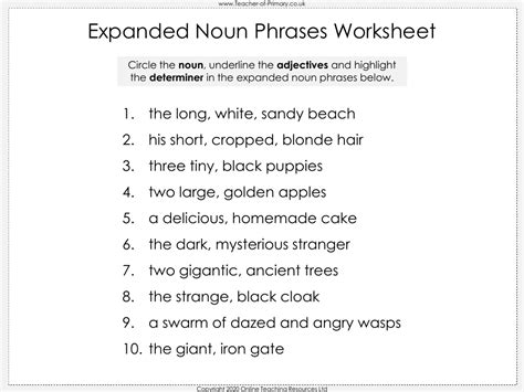 Second Grade Noun Phrases Worksheets Differentiated Activity Twinkl Second Grade Noun Worksheets - Second Grade Noun Worksheets