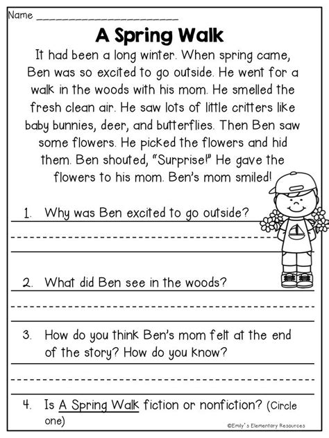 Second Grade Reading Comprehension Worksheets Easy Reading Worksheet 2nd Grade - Easy Reading Worksheet 2nd Grade