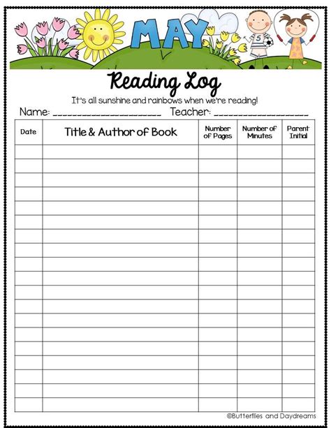 Second Grade Reading Log   Readsquared Reading Program - Second Grade Reading Log