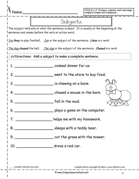 Second Grade Sentences Worksheets Ccss 2 L 1 Second Grade Sentence Worksheets - Second Grade Sentence Worksheets