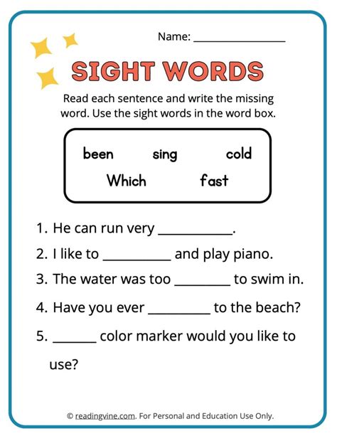 Second Grade Sight Words Worksheets Readingvine 2nd Grade Sight Word Sentences - 2nd Grade Sight Word Sentences