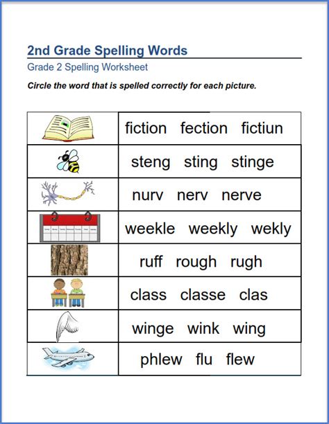 Second Grade Spelling Words K5 Learning Grade Words - Grade Words
