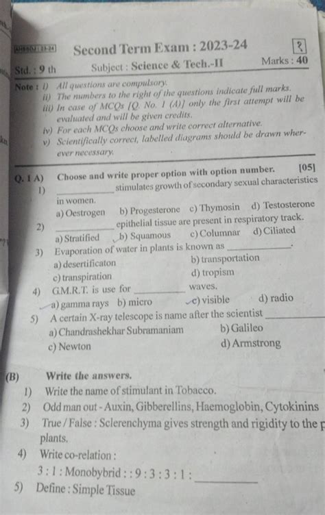 Second Term Exam