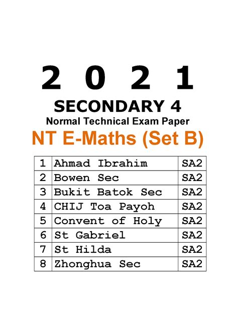 secondary 4 math exam papers